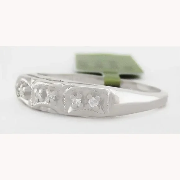 Genuine Diamonds Band Ring 14k White Gold